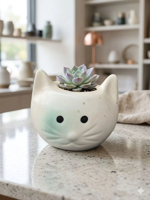 Ceramic Minimalist Cat Shaped Planter