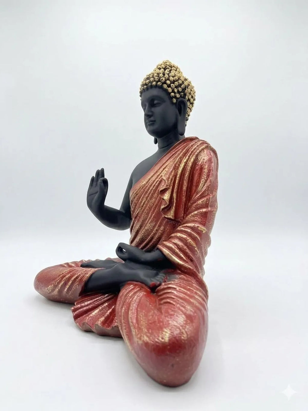 Resin Spiritual Meditating Buddha Lotus Pose Gold Tone Decorative Figurine