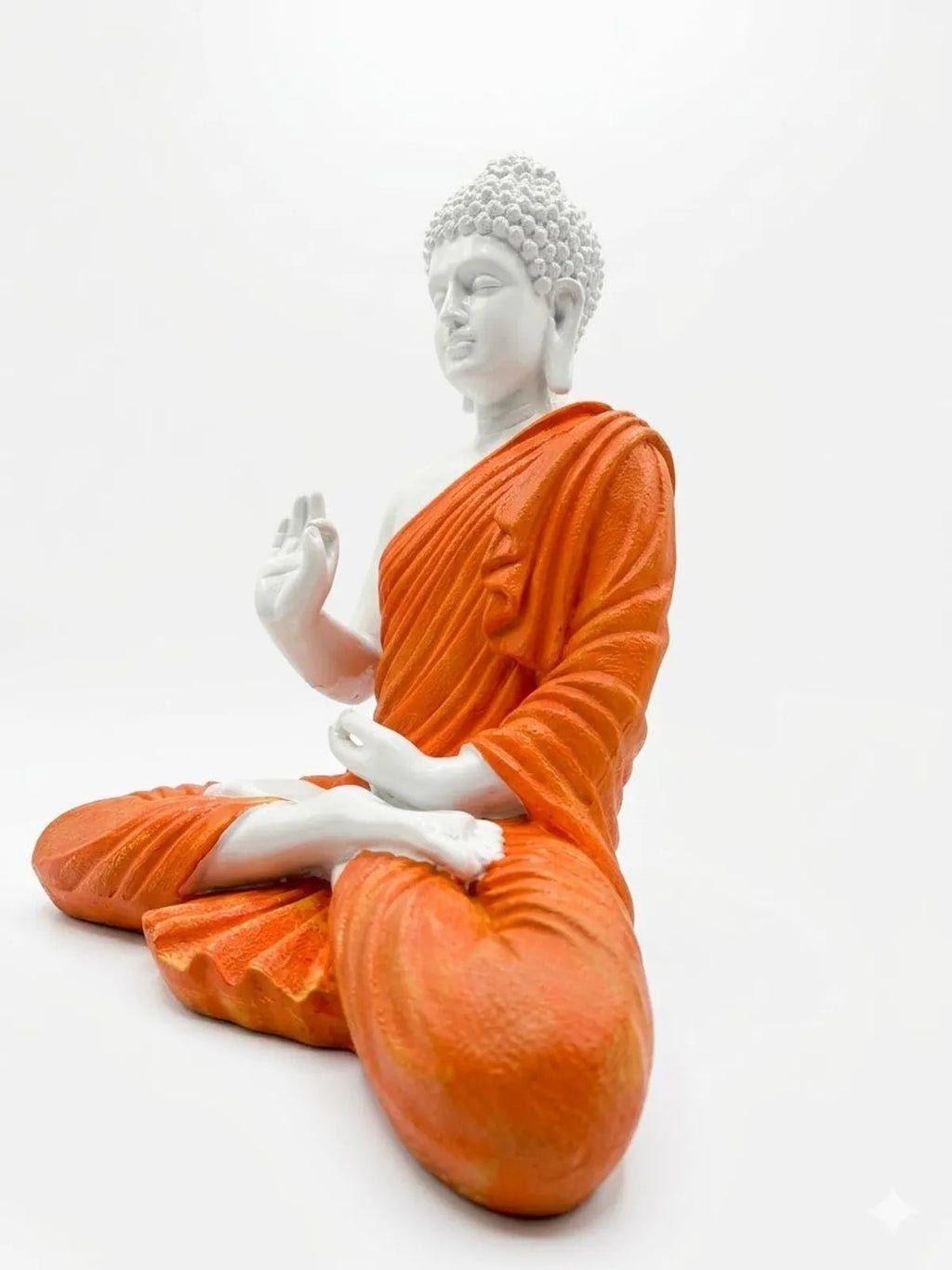Resin Spiritual Meditating Buddha Lotus Pose Orange And White Decorative Figurine