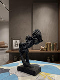 Resin Modern Three Faces Black Gold Speckled Abstract Decorative Sculpture