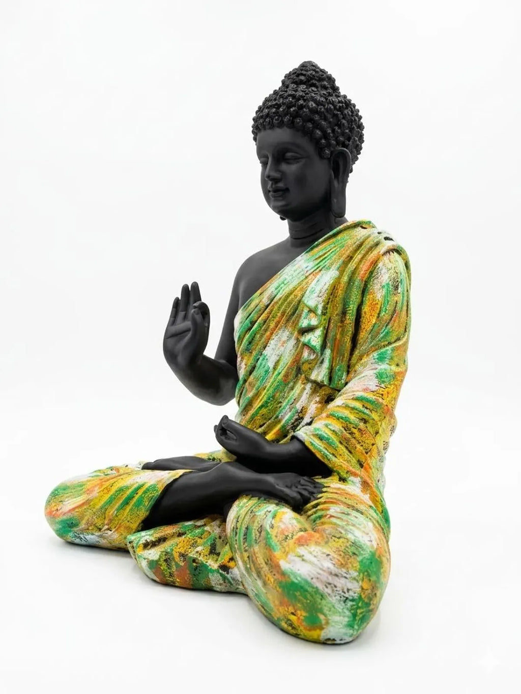 Resin Spiritual Meditating Buddha Lotus Pose Multicolour Robe Decorative Figurine