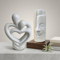 White Abstract Resin Sculpture Duo