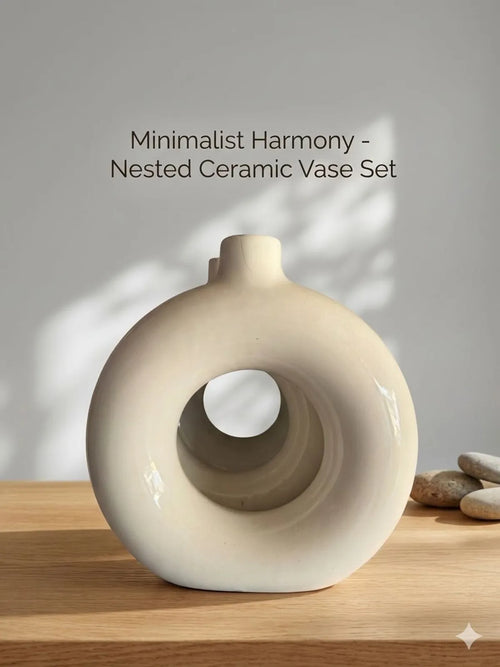 Ceramic Minimalist Nested Circular Decorative Vase Set Of 1