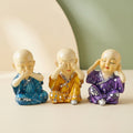 Ceramic Spiritual Three Monks See Hear Speak No Evil Figurine Set Of 3