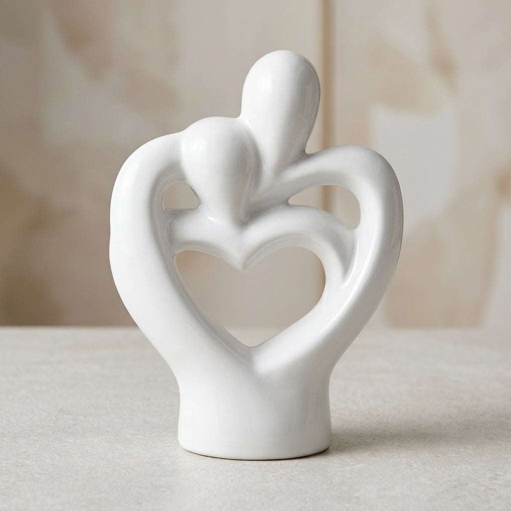 Resin Modern Abstract Couple Heart Shape Decorative Sculpture