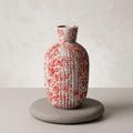Ceramic Artistic Red And White Marbled Decorative Vase