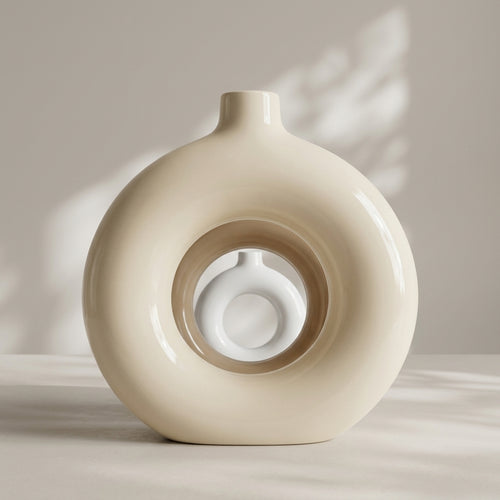 Ceramic Minimalist Nested Circular Decorative Vase Set Of 1