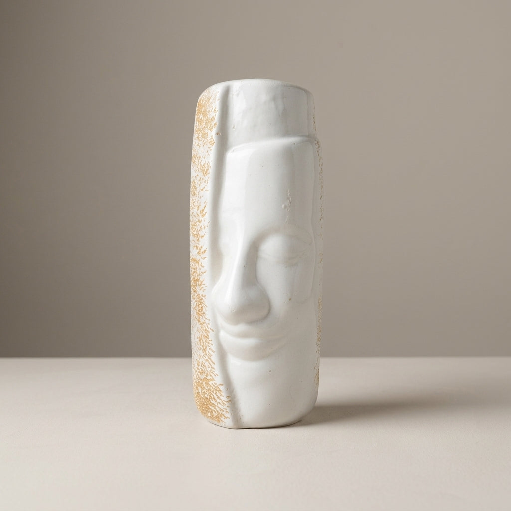 Resin Modern Abstract Face Gold Accent Decorative Sculpture