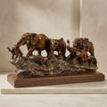 Wood Handcrafted Elephant Family Decorative Sculpture
