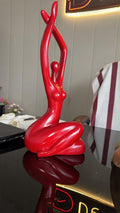 Handcrafted Glossy Red Abstract Female Figurine - 18-Inch Decorative Statue for Home Decor, Living Room, and Office Tabletop