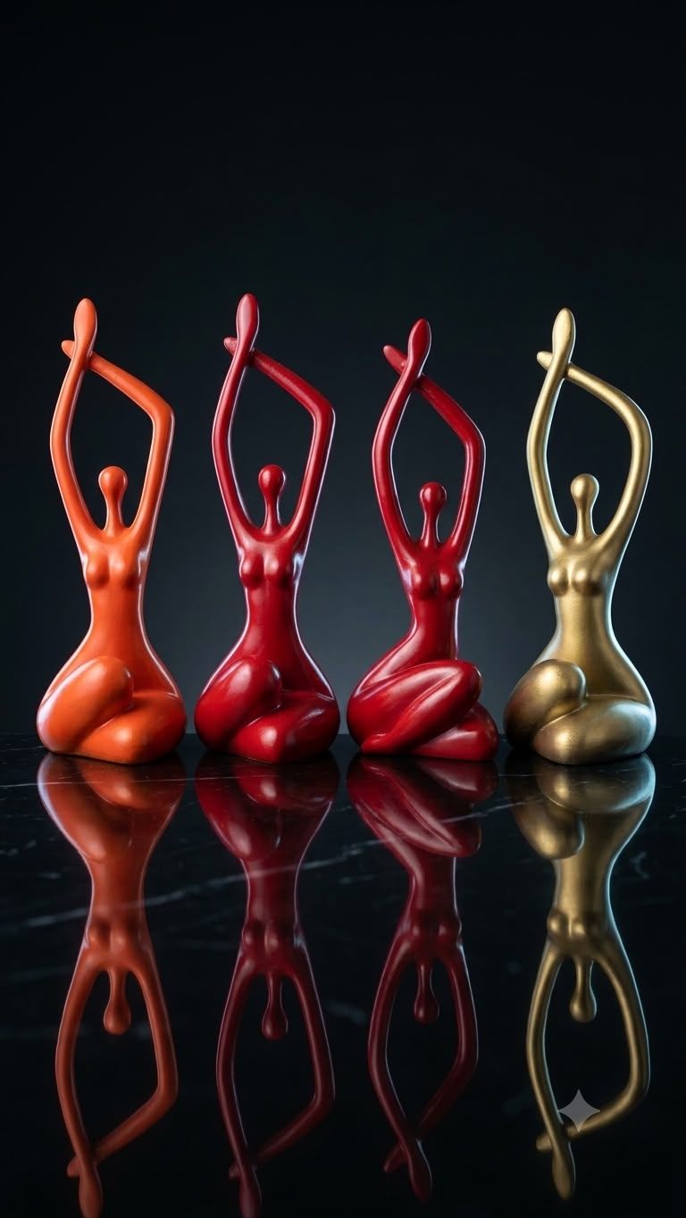 Handcrafted Glossy Red Abstract Female Figurine - 18-Inch Decorative Statue for Home Decor, Living Room, and Office Tabletop