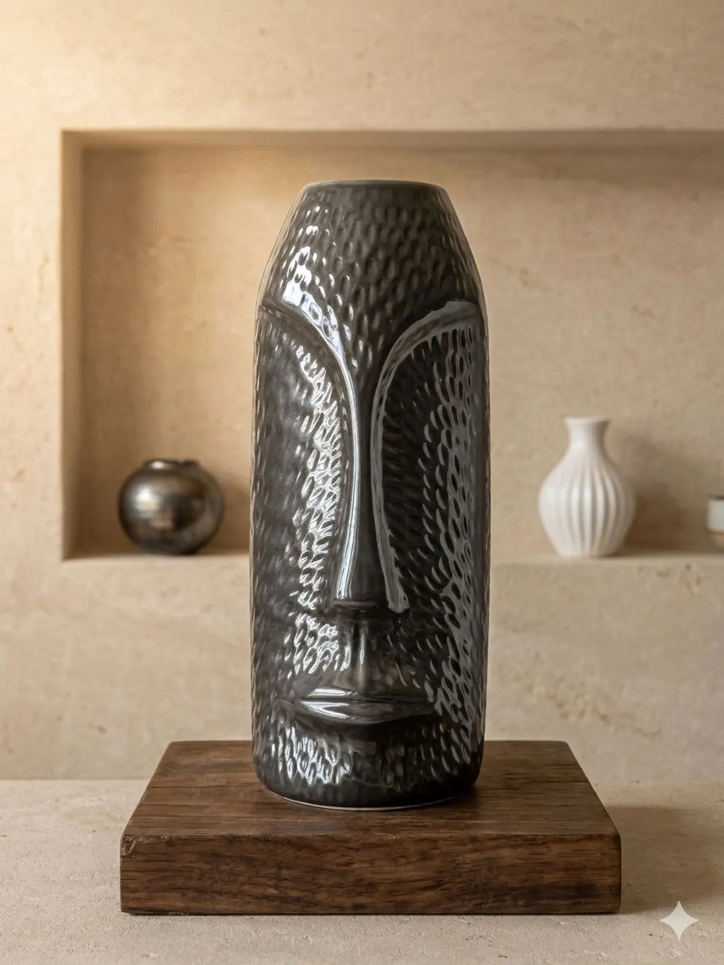 Ceramic Modern White And Black Decorative Vase Duo Pack Of 2